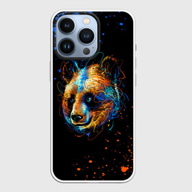 Чехол для iPhone 13 Pro с принтом КРАСОЧНАЯ ПАНДА в Екатеринбурге,  |  | blue | colors | orange | paints | panda | брызги | краски | медведь | панда