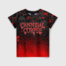 Детская футболка 3D с принтом CANNIBAL CORPSE в Екатеринбурге, 100% гипоаллергенный полиэфир | прямой крой, круглый вырез горловины, длина до линии бедер, чуть спущенное плечо, ткань немного тянется | cannibal corpse | evisceration plague | hammer smashed face. | violence unimagined | дэт метал | музыка | рок | труп каннибала