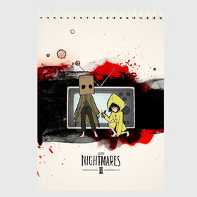 Скетчбук с принтом Little Nightmares 2 в Екатеринбурге, 100% бумага
 | 48 листов, плотность листов — 100 г/м2, плотность картонной обложки — 250 г/м2. Листы скреплены сверху удобной пружинной спиралью | Тематика изображения на принте: manizha | далеровна | душанбе | евровидение | евровидение 2021 | манижа | певица | таджикистан | хамраева