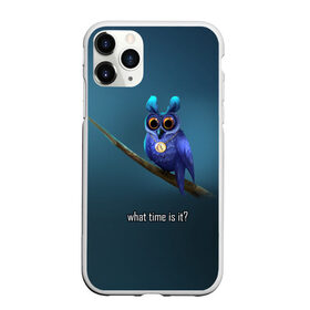 Чехол для iPhone 11 Pro Max матовый с принтом Owl в Екатеринбурге, Силикон |  | Тематика изображения на принте: what time is it | время | синий | сова | темный фон