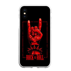 Чехол для iPhone XS Max матовый с принтом Rock & Roll в Екатеринбурге, Силикон | Область печати: задняя сторона чехла, без боковых панелей | rock  roll | знак рок | рок | рок н ролл | рука