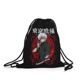 Рюкзак-мешок 3D с принтом Kaneki Ken с красным узором в Екатеринбурге, 100% полиэстер | плотность ткани — 200 г/м2, размер — 35 х 45 см; лямки — толстые шнурки, застежка на шнуровке, без карманов и подкладки | anime | kaneki ken | tokyo ghoul | tokyo ghoul: re | аниме | анимэ | гули | джузо сузуя | канеки кен | кузен йошимура | наки | нишики нишио | ре | ренджи йомо | ризе камиширо | токийский гуль | тоука киришима | ута