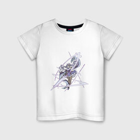 Детская футболка хлопок с принтом Кэ Цин в Екатеринбурге, 100% хлопок | круглый вырез горловины, полуприлегающий силуэт, длина до линии бедер | арт | ке цин | кэ цин | меч | мечник | мечница | милая девушка | рисунок | фиолетовый | электро