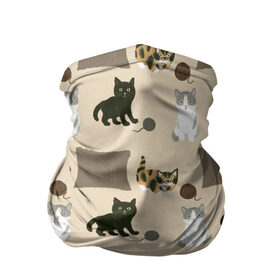 Бандана-труба 3D с принтом Игривые котята в Екатеринбурге, 100% полиэстер, ткань с особыми свойствами — Activecool | плотность 150‒180 г/м2; хорошо тянется, но сохраняет форму | клубок | кот | котёнок | котята | кошка | нитки | подушка | уют