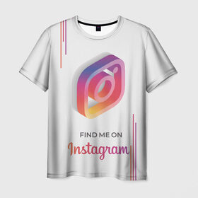 Мужская футболка 3D с принтом Инстаграм / Instagram в Екатеринбурге, 100% полиэфир | прямой крой, круглый вырез горловины, длина до линии бедер | facebook | instagram | инста | инстаграм | платформа | приложение | редактор фотографий | социальная сеть | соцсеть