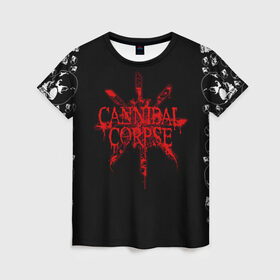 Женская футболка 3D с принтом Cannibal Corpse в Екатеринбурге, 100% полиэфир ( синтетическое хлопкоподобное полотно) | прямой крой, круглый вырез горловины, длина до линии бедер | cannibal | cannibal corpse | corpse | trash | алекс уэбстер | брутальный дэт метал | дэт метал | дэтграйнд | пол мазуркевич