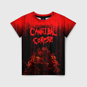 Детская футболка 3D с принтом CANNIBAL CORPSE в Екатеринбурге, 100% гипоаллергенный полиэфир | прямой крой, круглый вырез горловины, длина до линии бедер, чуть спущенное плечо, ткань немного тянется | blood | cannibal corpse | death metal | grunge | hardcore | music | punk | rock | usa | группа | канибал | кровь | метал | музыка | рок | сша | труп