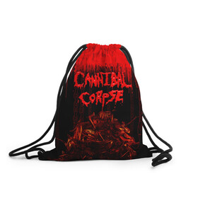 Рюкзак-мешок 3D с принтом CANNIBAL CORPSE в Екатеринбурге, 100% полиэстер | плотность ткани — 200 г/м2, размер — 35 х 45 см; лямки — толстые шнурки, застежка на шнуровке, без карманов и подкладки | blood | cannibal corpse | death metal | grunge | hardcore | music | punk | rock | usa | группа | канибал | кровь | метал | музыка | рок | сша | труп