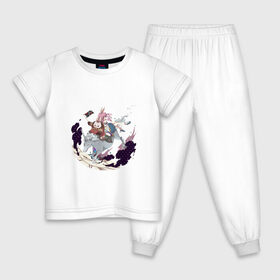 Детская пижама хлопок с принтом Друзья-путешественники в Екатеринбурге, 100% хлопок |  брюки и футболка прямого кроя, без карманов, на брюках мягкая резинка на поясе и по низу штанин
 | Тематика изображения на принте: tera online | арт | большой заяц | большой кролик | девочка зайчик | единорог время | заяц | конь | кролик | лошадь | милая девочка | мистика | попори | рисунок | тера | тера онлайн | фэнтези | часы | элин