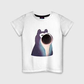Детская футболка хлопок с принтом Голодный зверь в Екатеринбурге, 100% хлопок | круглый вырез горловины, полуприлегающий силуэт, длина до линии бедер | pop cat | арт | бедна | голод | кот | кошка | мем | необычное животное | пасть | птица | рисунок | сова