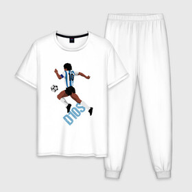 Мужская пижама хлопок с принтом Diego Maradona в Екатеринбурге, 100% хлопок | брюки и футболка прямого кроя, без карманов, на брюках мягкая резинка на поясе и по низу штанин
 | argentina | maradona | messi | sport | аргентина | гол | диего | марадона | месси | мяч | рука бога | спорт | футбол | чемпион