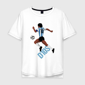 Мужская футболка хлопок Oversize с принтом Diego Maradona в Екатеринбурге, 100% хлопок | свободный крой, круглый ворот, “спинка” длиннее передней части | argentina | maradona | messi | sport | аргентина | гол | диего | марадона | месси | мяч | рука бога | спорт | футбол | чемпион