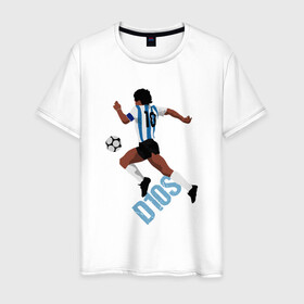 Мужская футболка хлопок с принтом Diego Maradona в Екатеринбурге, 100% хлопок | прямой крой, круглый вырез горловины, длина до линии бедер, слегка спущенное плечо. | argentina | maradona | messi | sport | аргентина | гол | диего | марадона | месси | мяч | рука бога | спорт | футбол | чемпион