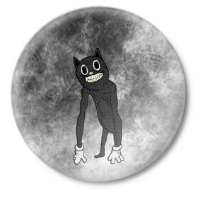 Значок с принтом Cartoon cat в Екатеринбурге,  металл | круглая форма, металлическая застежка в виде булавки | cartoon cat | crazy | horror | kitty | monster | безумный | враг | животные | зверь | злодей | злой кот | зубы | картун кэт | киска | кот | кошак | монстр | мультяшный кот | оскал | персонаж | страшилки | сумасшедший