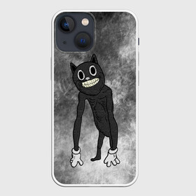 Чехол для iPhone 13 mini с принтом Cartoon cat в Екатеринбурге,  |  | cartoon cat | crazy | horror | kitty | monster | безумный | враг | животные | зверь | злодей | злой кот | зубы | картун кэт | киска | кот | кошак | монстр | мультяшный кот | оскал | персонаж | страшилки | сумасшедший