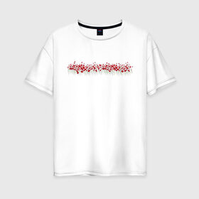 Женская футболка хлопок Oversize с принтом Красные цветы в Екатеринбурге, 100% хлопок | свободный крой, круглый ворот, спущенный рукав, длина до линии бедер
 | вектор | картинки | лето | популярные | прикольные | природа | тренды | цветы