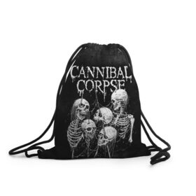 Рюкзак-мешок 3D с принтом Cannibal Corpse в Екатеринбурге, 100% полиэстер | плотность ткани — 200 г/м2, размер — 35 х 45 см; лямки — толстые шнурки, застежка на шнуровке, без карманов и подкладки | canibal corpse | cannibal corpse | death metal | группы | дэт метал | канибал корпс | метал | рок