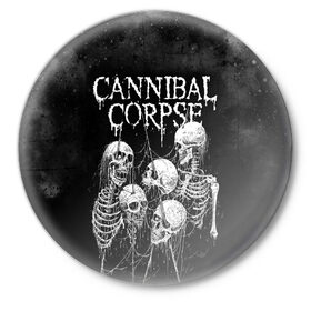 Значок с принтом Cannibal Corpse в Екатеринбурге,  металл | круглая форма, металлическая застежка в виде булавки | canibal corpse | cannibal corpse | death metal | группы | дэт метал | канибал корпс | метал | рок
