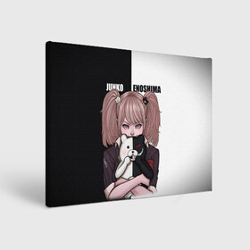 Холст прямоугольный с принтом MONOKUMA  JUNKO в Екатеринбурге, 100% ПВХ |  | anime | danganronpa | enoshima | junko | monokuma | аниме | джунко | игра | манга | медведь | монокума | робот медведь | эношима