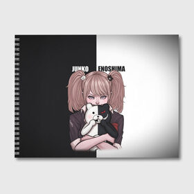 Альбом для рисования с принтом MONOKUMA  JUNKO в Екатеринбурге, 100% бумага
 | матовая бумага, плотность 200 мг. | anime | danganronpa | enoshima | junko | monokuma | аниме | джунко | игра | манга | медведь | монокума | робот медведь | эношима