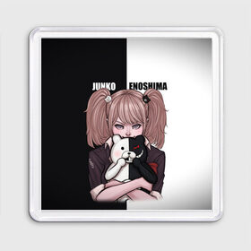 Магнит 55*55 с принтом MONOKUMA  JUNKO в Екатеринбурге, Пластик | Размер: 65*65 мм; Размер печати: 55*55 мм | Тематика изображения на принте: anime | danganronpa | enoshima | junko | monokuma | аниме | джунко | игра | манга | медведь | монокума | робот медведь | эношима