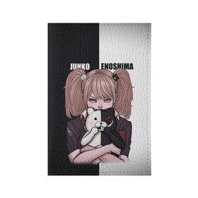 Обложка для паспорта матовая кожа с принтом MONOKUMA  JUNKO в Екатеринбурге, натуральная матовая кожа | размер 19,3 х 13,7 см; прозрачные пластиковые крепления | anime | danganronpa | enoshima | junko | monokuma | аниме | джунко | игра | манга | медведь | монокума | робот медведь | эношима