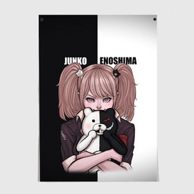 Постер с принтом MONOKUMA  JUNKO в Екатеринбурге, 100% бумага
 | бумага, плотность 150 мг. Матовая, но за счет высокого коэффициента гладкости имеет небольшой блеск и дает на свету блики, но в отличии от глянцевой бумаги не покрыта лаком | anime | danganronpa | enoshima | junko | monokuma | аниме | джунко | игра | манга | медведь | монокума | робот медведь | эношима