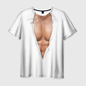 Мужская футболка 3D с принтом Идеальный Торс в Екатеринбурге, 100% полиэфир | прямой крой, круглый вырез горловины, длина до линии бедер | мускулы | мышцы | прес | рельеф | спорт | тело | торс