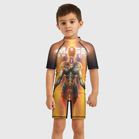Детский купальный костюм 3D с принтом mass effect в Екатеринбурге, Полиэстер 85%, Спандекс 15% | застежка на молнии на спине | bioware | n7 | shepard | броня | жнецы | масс эффект | н7 | шепард | эффект массы