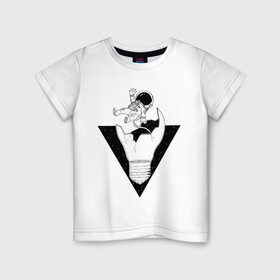 Детская футболка хлопок с принтом Космонавт падает в Екатеринбурге, 100% хлопок | круглый вырез горловины, полуприлегающий силуэт, длина до линии бедер | cosmonaut | граффити | космонавт | космонавт падает | космос | рисунок | тату | татуировки | чёрно белый рисунок