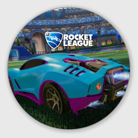 Коврик для мышки круглый с принтом Rocket League в Екатеринбурге, резина и полиэстер | круглая форма, изображение наносится на всю лицевую часть | cars | game | games | rocket league | гонка | гонки | машина | машины | рокет лига