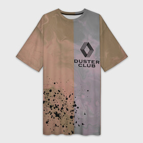 Платье-футболка 3D с принтом Renault Duster Club | Рено Дастер Клуб в Екатеринбурге,  |  | club | duster | logan | logo | renault | брызги | дастер | знак | значок | клуб | логан | лого | логотип | полоса | разводы | рено