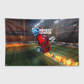 Флаг-баннер с принтом Rocket League в Екатеринбурге, 100% полиэстер | размер 67 х 109 см, плотность ткани — 95 г/м2; по краям флага есть четыре люверса для крепления | cars | game | games | rocket league | гонка | гонки | машина | машины | рокет лига