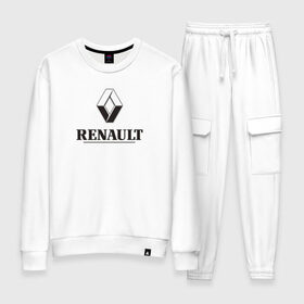 Женский костюм хлопок с принтом Renault Logo | Рено логотип в Екатеринбурге, 100% хлопок | на свитшоте круглая горловина, мягкая резинка по низу. Брюки заужены к низу, на них два вида карманов: два 