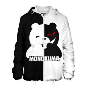 Мужская куртка 3D с принтом MONOKUMA  МОНОКУМА BEAR в Екатеринбурге, ткань верха — 100% полиэстер, подклад — флис | прямой крой, подол и капюшон оформлены резинкой с фиксаторами, два кармана без застежек по бокам, один большой потайной карман на груди. Карман на груди застегивается на липучку | anime | danganronpa | enoshima | junko | monokuma | аниме | джунко | игра | манга | медведь | монокума | робот медведь | эношима