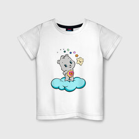 Детская футболка хлопок с принтом Девушка-медведь в Екатеринбурге, 100% хлопок | круглый вырез горловины, полуприлегающий силуэт, длина до линии бедер | добрый медведь | звезда | красивый медведь | облако
