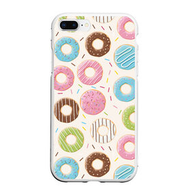 Чехол для iPhone 7Plus/8 Plus матовый с принтом Пончики / Donuts в Екатеринбурге, Силикон | Область печати: задняя сторона чехла, без боковых панелей | Тематика изображения на принте: bagel | cookies | donut | pastry | pie | ring | бублик | выпечка | колечко | печенье | пирожок | пончик