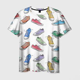 Мужская футболка 3D с принтом Кеды / Sneakers в Екатеринбурге, 100% полиэфир | прямой крой, круглый вырез горловины, длина до линии бедер | half sneakers | shoes | sneakers | кеды | крассы | кроссовки | обувь | полукеды | спорт