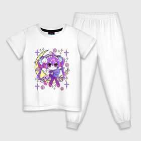 Детская пижама хлопок с принтом Cute Chibi Kawaii в Екатеринбурге, 100% хлопок |  брюки и футболка прямого кроя, без карманов, на брюках мягкая резинка на поясе и по низу штанин
 | anime | chibi | cute | devil | girls | goth | kawaii | loli | made | manga | pastel | skull | star | аниме | бантики | гот | готик | готичная | девочка | девушка | доли | звезды | каваи | кавай | луна | манга | месяц | милая | мишка | плюшевый
