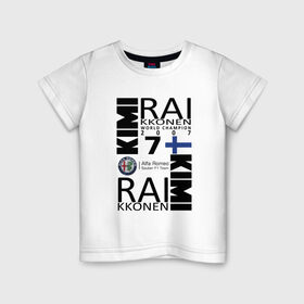 Детская футболка хлопок с принтом Kimi Raikkonen в Екатеринбурге, 100% хлопок | круглый вырез горловины, полуприлегающий силуэт, длина до линии бедер | f1 | kimi raikkonen | кими | райкконен | формула 1