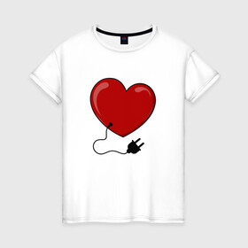 Женская футболка хлопок с принтом Сердце в Екатеринбурге, 100% хлопок | прямой крой, круглый вырез горловины, длина до линии бедер, слегка спущенное плечо | влюбленность | зарядка | любовь | парные | сердечки