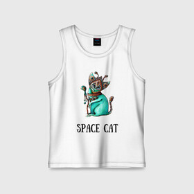 Детская майка хлопок с принтом Space cat в Екатеринбурге,  |  | cat | space | инопланетянин | киска | космос | кошка