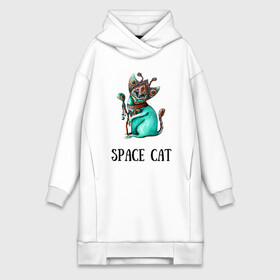 Платье-худи хлопок с принтом Space cat в Екатеринбурге,  |  | cat | space | инопланетянин | киска | космос | кошка