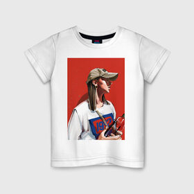 Детская футболка хлопок с принтом Девушка в бейсболке в Екатеринбурге, 100% хлопок | круглый вырез горловины, полуприлегающий силуэт, длина до линии бедер | fashion | street art | авторская | иллюстрация | мода