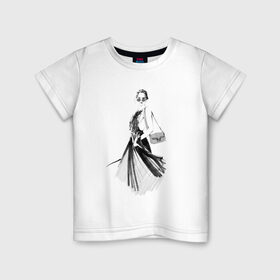 Детская футболка хлопок с принтом Девушка в очках и с сумочкой в Екатеринбурге, 100% хлопок | круглый вырез горловины, полуприлегающий силуэт, длина до линии бедер | fashion | street art | авторская | иллюстрация | мода