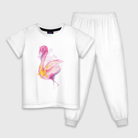 Детская пижама хлопок с принтом Фламинго рисунок акварелью в Екатеринбурге, 100% хлопок |  брюки и футболка прямого кроя, без карманов, на брюках мягкая резинка на поясе и по низу штанин
 | africa | afrika | aquarel | bird | fashion | flamingo | paint | painted | pink flamingo | summer | watercolor | watercolour | акварельный рисунок | африка | красками | краски | лето | мода | нарисованный фламинго | птица | розовый фламинго | 