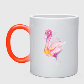Кружка хамелеон с принтом Фламинго рисунок акварелью в Екатеринбурге, керамика | меняет цвет при нагревании, емкость 330 мл | africa | afrika | aquarel | bird | fashion | flamingo | paint | painted | pink flamingo | summer | watercolor | watercolour | акварельный рисунок | африка | красками | краски | лето | мода | нарисованный фламинго | птица | розовый фламинго | 