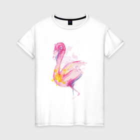 Женская футболка хлопок с принтом Фламинго рисунок акварелью в Екатеринбурге, 100% хлопок | прямой крой, круглый вырез горловины, длина до линии бедер, слегка спущенное плечо | Тематика изображения на принте: africa | afrika | aquarel | bird | fashion | flamingo | paint | painted | pink flamingo | summer | watercolor | watercolour | акварельный рисунок | африка | красками | краски | лето | мода | нарисованный фламинго | птица | розовый фламинго | 