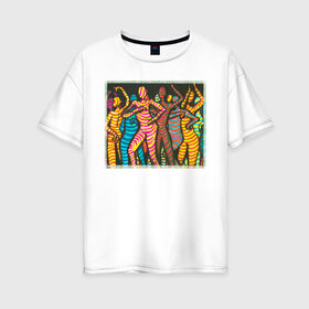 Женская футболка хлопок Oversize с принтом Люди в танце Дискотека в Екатеринбурге, 100% хлопок | свободный крой, круглый ворот, спущенный рукав, длина до линии бедер
 | движения | дискотека | линии | люди | музыка | отрыв | песни | скопление | танец | тела