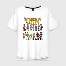 Мужская футболка хлопок Oversize с принтом Stardew valley в Екатеринбурге, 100% хлопок | свободный крой, круглый ворот, “спинка” длиннее передней части | game | stardew valley | винсент | кробус | линус | марлон | мистер ки